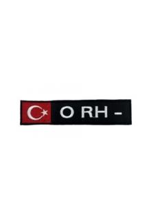 Siyah 0 Rh+ Türk Bayraklı Patches Arma Peç 